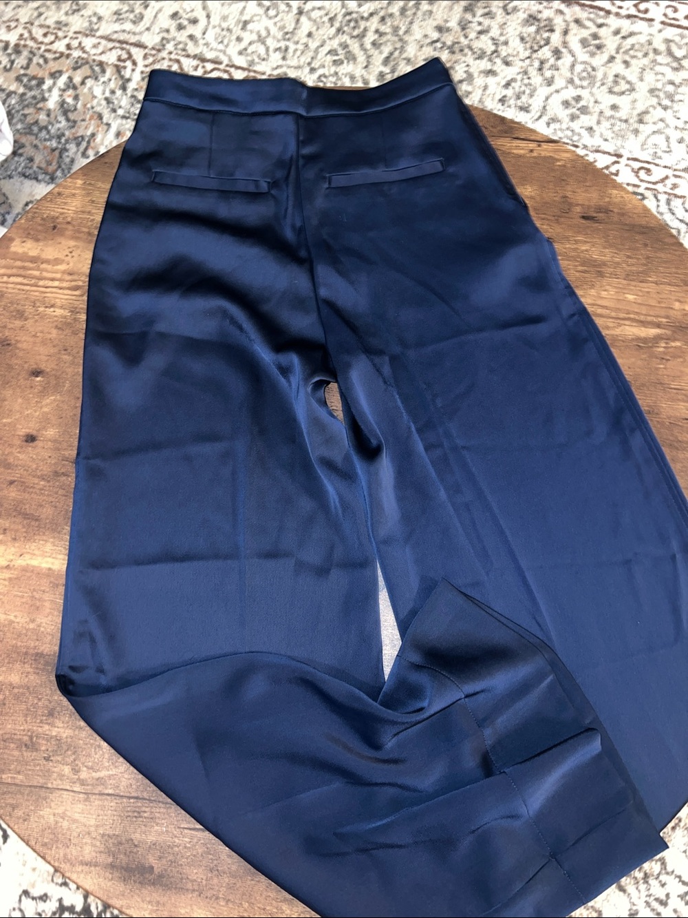 H&M Navy Satin Wide Leg Dress Pants - Picture 6 of 8